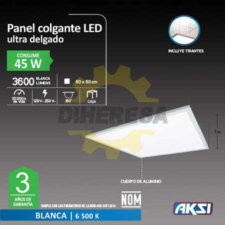 Panel Led Ultra Delgago 45w, 60 X 60 Cms