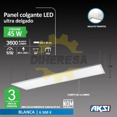 Panel Led Ultra Delgago 45w, 120 X 30 Cms
