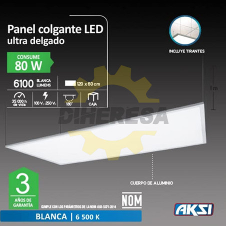 Panel Led Ultra Delgago 80w, 120 X 60 Cms