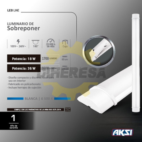 Luminario Sobreponer 60cm - 18w - Ip20