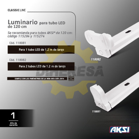 Luminario Para Tubo Led De 1.2 Mt (2 Tubos)