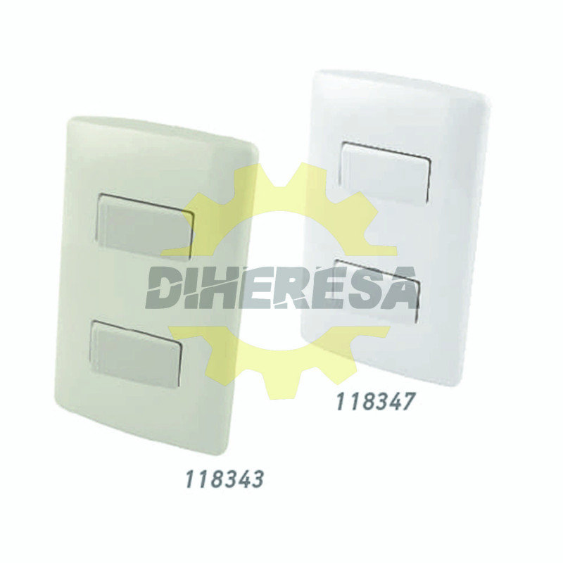 Apagador Doble Sencillo De Tecla Con Placa Plástica - Marfil Apagador Doble Sencillo De Tecla Con Placa Plástica - Marfil