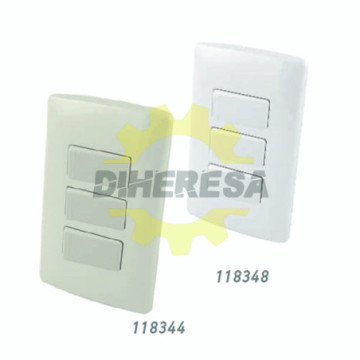 Apagador Triple Sencillo De Tecla Con Placa Plástica - Marfil