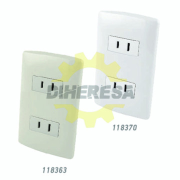 Contacto Doble Polarizados Con Placa Plástica - Blanco
