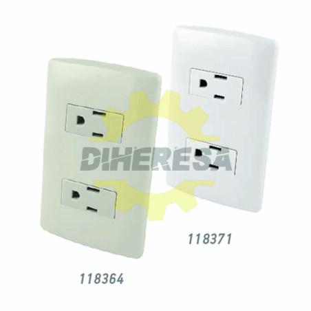 Contacto Doble Aterrizados Con Placa Plástica - Blanco
