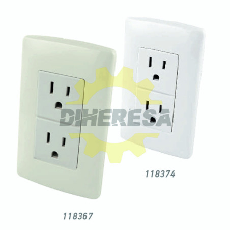 Contacto Duplex Oculto Aterrizado Con Placa Plástica - Blanco