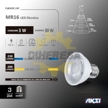 121005 Foco Led Mr16 3w Luz...