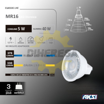 121013 Foco Led Mr16 5w Luz...