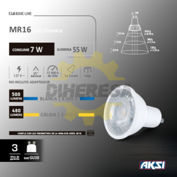 121021 Foco Led Mr16 7w Luz...