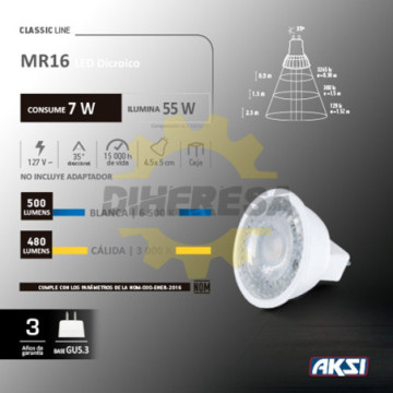 121023 Foco Led Mr16 7w Luz...