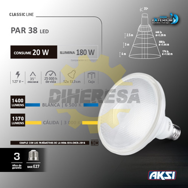 Foco Led Par 38 20w Luz Calida Ip65, Caja Color Foco Led Par 38 20w Luz Calida Ip65, Caja Color