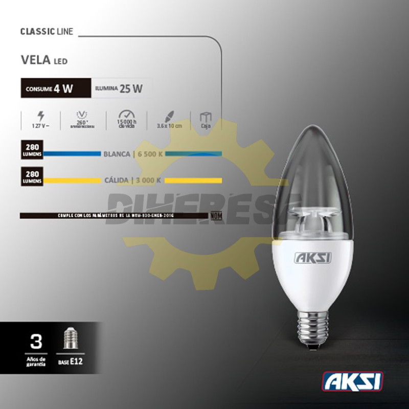 Foco Led Vela 4w Luz Calida E12, Caja Color Foco Led Vela 4w Luz Calida E12, Caja Color
