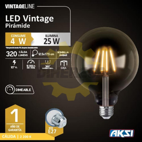 Foco Vintage Piramide 4w, Dimeable