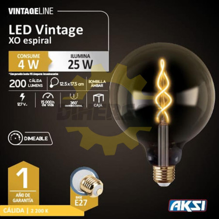 Foco Vintage Xo Espiral 4w, Dimeable