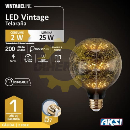 Foco Vintage Telaraã±A 2w, Dimeable