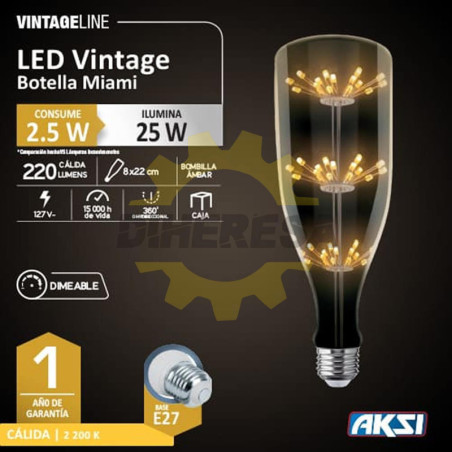 Foco Vintage Botella Miami 2.5w