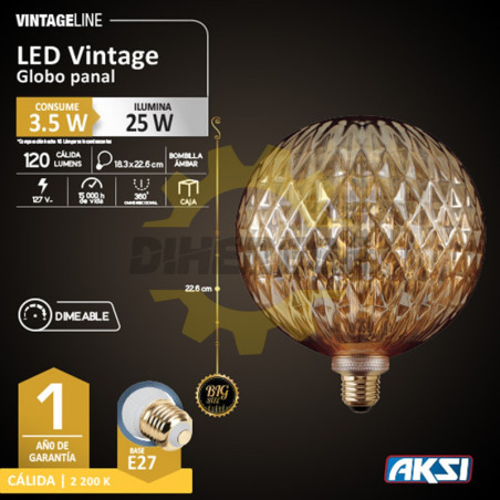 Focos Vintage Globo Panal 3.5w, Dimeable