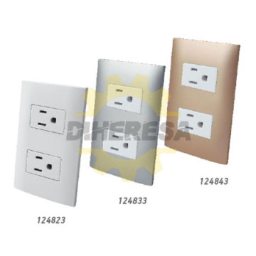 Contacto Doble Aterrizados Con Placa Plástica - Champagne - Linea Altimus