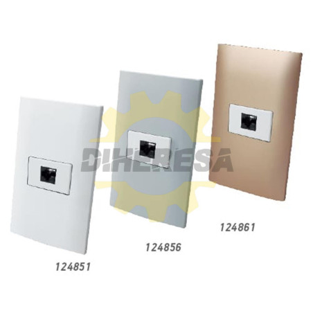 Receptaculo Telefónico Con Placa Plástica - Blanco - Linea Altimus