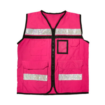 USCH81 Chaleco tipo supervisor cerrado con reflejante rosa CH