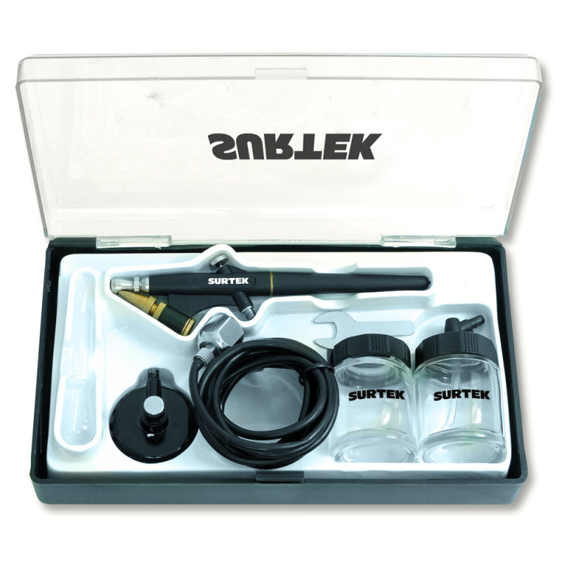 PA2 Juego de aerógrafo por succión capacidad 20 ml 35 psi 7 piezas Surtek PA2 Juego de aerógrafo por succión capacidad 20 ml 35 psi 7 piezas Surtek