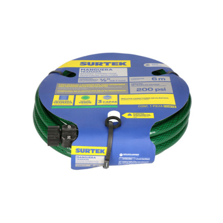 M12T6 Manguera para jardín tramada en rollo verde 1/2", 6 m Surtek