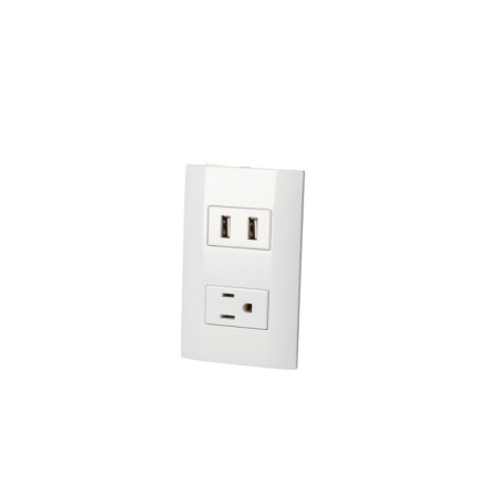 P432B Placa 1 contacto 1 USB doble 1/3, línea  Americana, color blanco Surtek