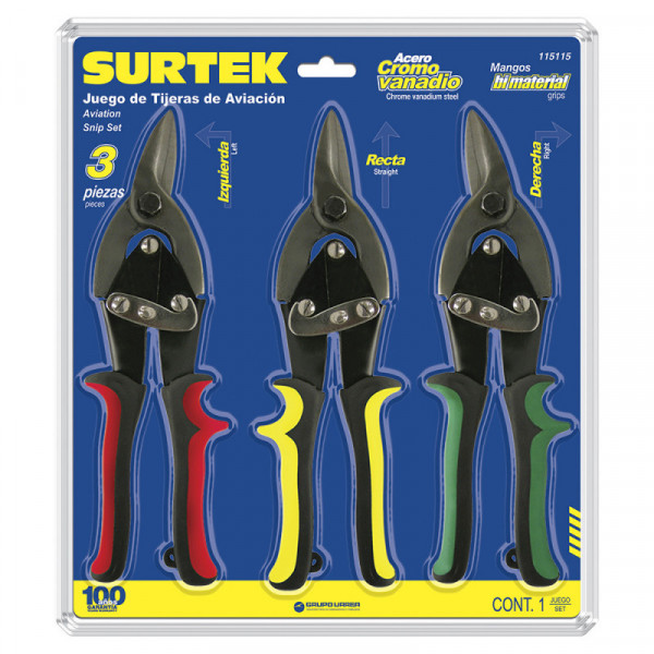 115115 SURTEK Juego de 3 tijeras tipo aviación Surtek | DIHERESA