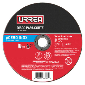 AMSS09 Disco abrasivo tipo 1 para acero inoxidable 9" x 5/64" Urrea