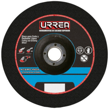 U372 Disco abrasivo tipo 27 para acero inoxidable 4-1/2" x 1/4" Urrea