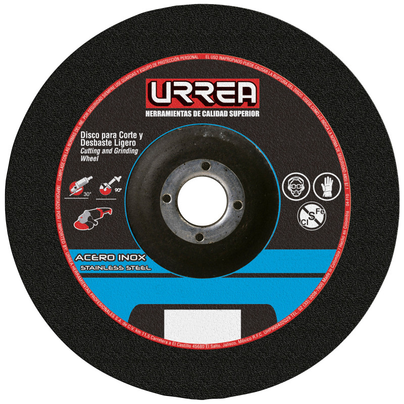 U372 Disco abrasivo tipo 27 para acero inoxidable 4-1/2" x 1/4" Urrea U372 Disco abrasivo tipo 27 para acero inoxidable 4-1/2" x 1/4" Urrea