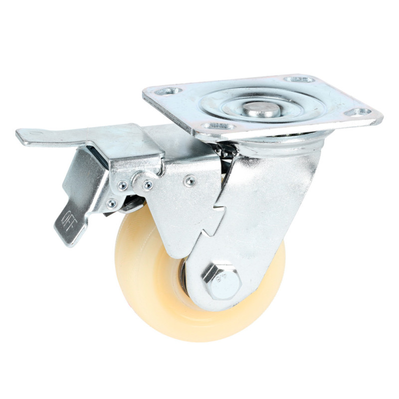 RN10B Rodaja de polipropileno blanca giratoria con freno 4" Surtek RN10B Rodaja de polipropileno blanca giratoria con freno 4" Surtek