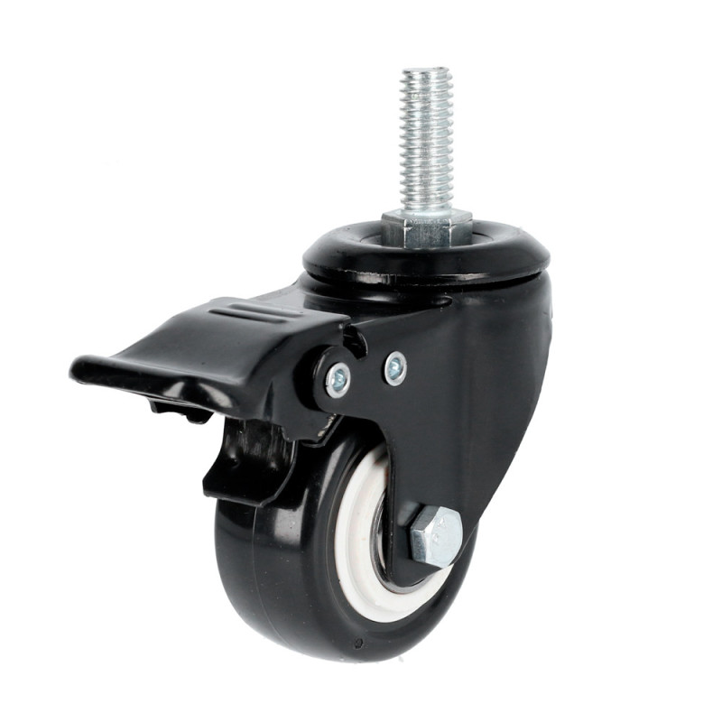 RVNE6B Rodaja de PVC negro con espiga roscada con freno 2-1/2" Surtek RVNE6B Rodaja de PVC negro con espiga roscada con freno 2-1/2" Surtek