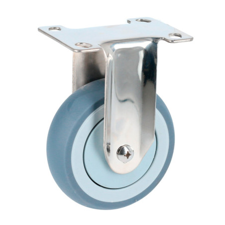 RTI10F Rodaja de TPR gris con herrajes de acero inoxidable fija 4" Surtek