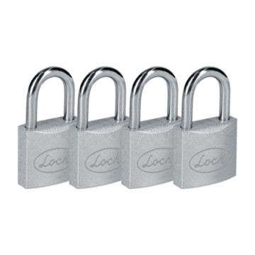 J4CL Juego de 4 candados de acero largos 38 mm, llave estándar Lock