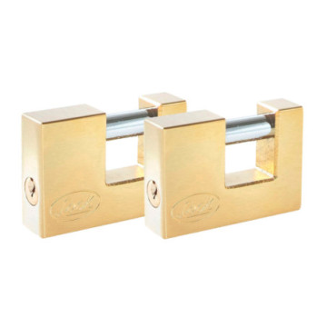 J2CCL Juego de 2 candados para cortina 80 mm, latón brillante, llave estándar Lock