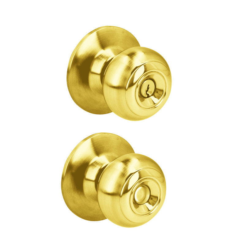 25POP Pomo cilíndrico ovalado función entrada, latón brillante, llave estándar, blíster Prolok 25POP Pomo cilíndrico ovalado función entrada, latón brillante, llave estándar, blíster Prolok