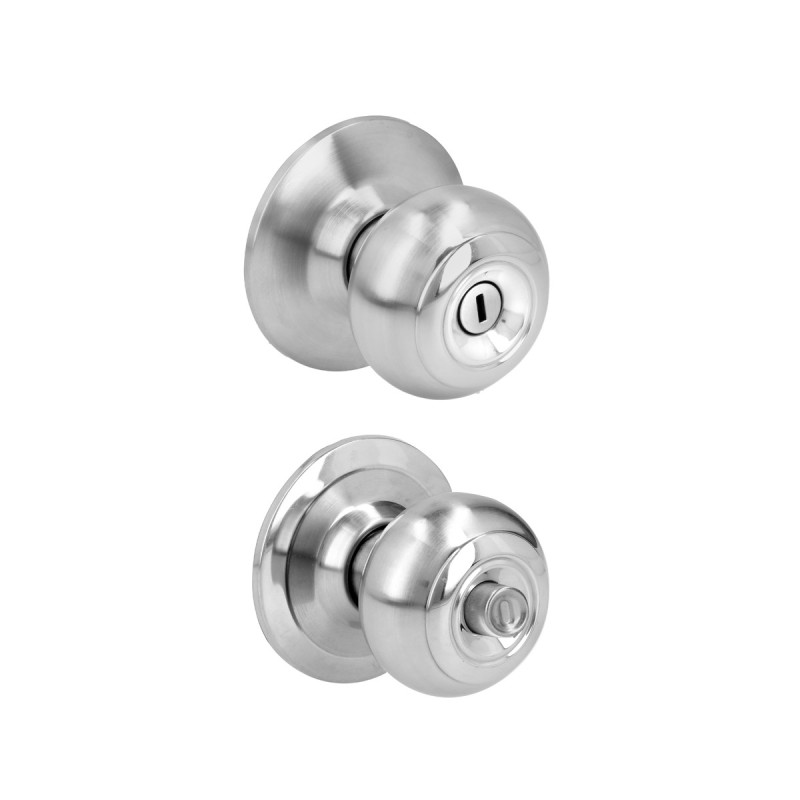 33POP Pomo cilíndrico ovalado función baño, acero inoxidable, llave estándar, en caja Prolok 33POP Pomo cilíndrico ovalado función baño, acero inoxidable, llave estándar, en caja Prolok