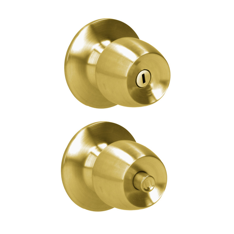 39POP Pomo cilíndrico media copa función baño, latón brillante, llave estándar, blíster Prolok 39POP Pomo cilíndrico media copa función baño, latón brillante, llave estándar, blíster Prolok