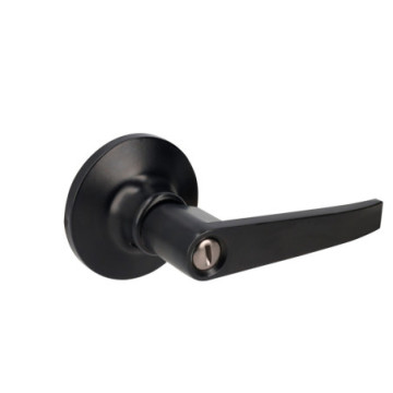 26MA Manija tubular recta función baño, negra, llave estándar, blíster Lock
