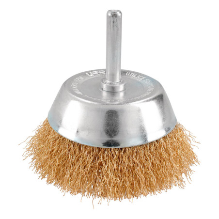 C849 Carda copa ondulada alambre fino 2-3/4" x 0.30 mm con zanco 1/4" Urrea