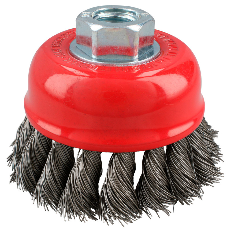 C928 Carda copa trenzada alambre grueso de acero inoxidable 4" x 0.50 mm con rosca 5/8" Urrea C928 Carda copa trenzada alambre grueso de acero inoxidable 4" x 0.50 mm con rosca 5/8" Urrea