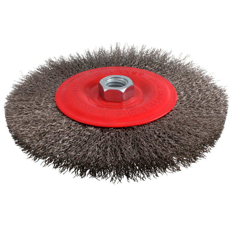 C959 Carda circular alambre de acero inoxidable 6" x 0.30 mm con rosca M14 Urrea C959 Carda circular alambre de acero inoxidable 6" x 0.30 mm con rosca M14 Urrea
