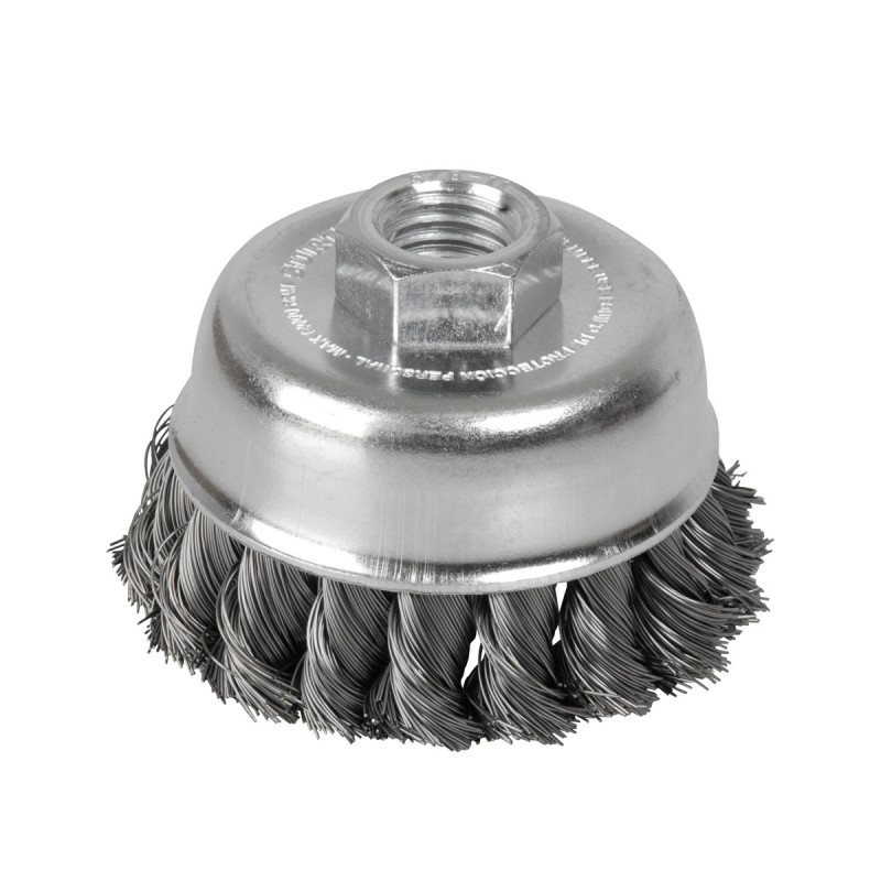 C614 Carda copa trenzada alambre grueso acero inoxidable 4" x 0.50 mm con rosca 5/8" Surtek C614 Carda copa trenzada alambre grueso acero inoxidable 4" x 0.50 mm con rosca 5/8" Surtek