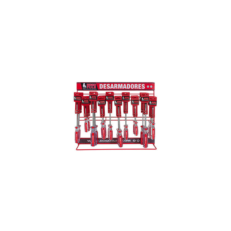 Exhibidor desarmadores mango rojo 60 pz EX1044 DOGOTULS Exhibidor desarmadores mango rojo 60 pz EX1044 DOGOTULS