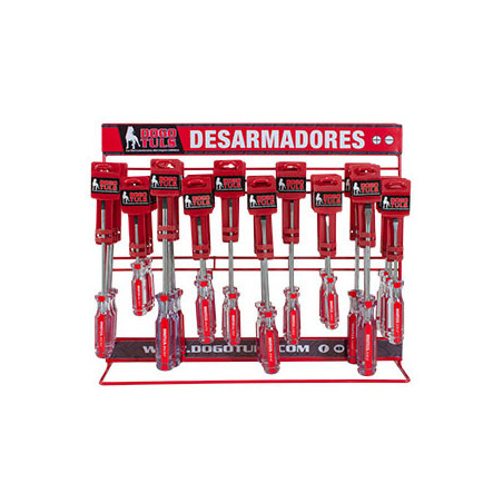 Exhibidor desarmadores mango rojo 60 pz EX1044 DOGOTULS