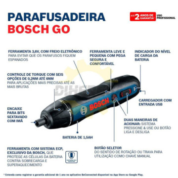 06019H21E1 Atornillador Inalámbrico  Bosch Go 2.0 (sin puntas)