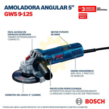 06013960G1 Minimoladora Angular GWS 9-125