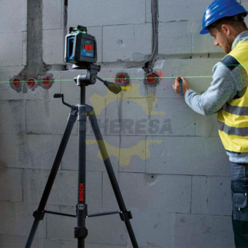 0601065001 Nivel láser de lineas cruzadas con alcance de 20 m. Linea láser vertical y linea láser horizontal de 360 grados, incl