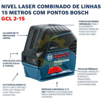 0601066E02 Nivel láser de líneas combinado, alcanza 15 metros de distancia en líneas y 10 metros en plomada.